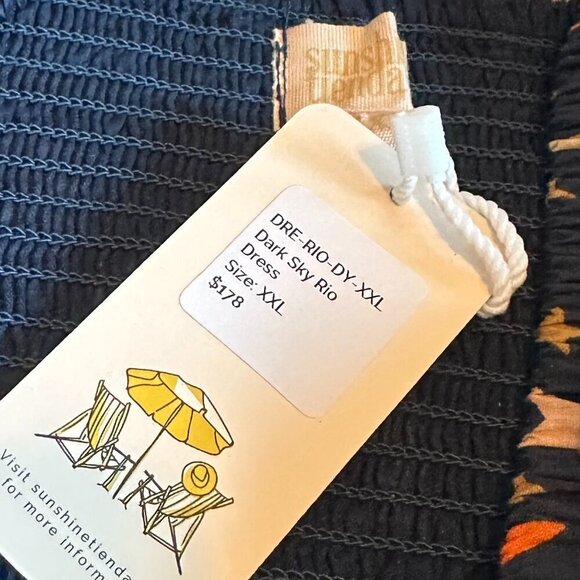 Sunshine Tienda Rio Dress Dark Sky Star Print Smocked Cotton Size 2XL Womens NWT - Picture 13 of 14